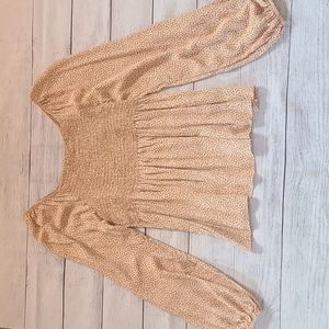 Tan and floral babydoll shirt